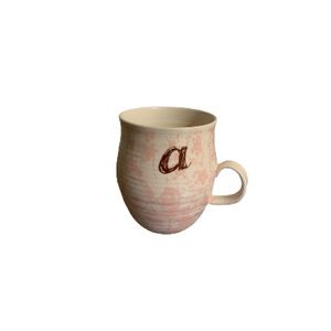 Anthropologie “Homegrown” Pink and White Letter “A” Mug